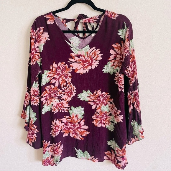 Southern Stitch woman’s boho long sleeve blouse top size S floral gauzy flowy - Picture 1 of 9